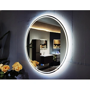 Mosmile Round Wall Hotel Acrylic Bathroom Mirror with LED