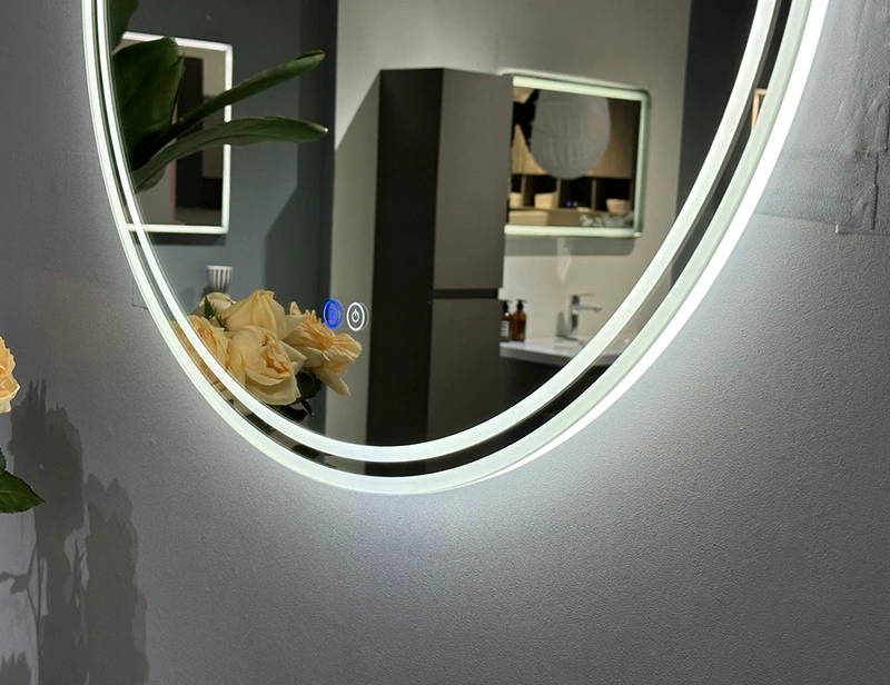 Mosmile Round Wall Hotel Acrylic Bathroom Mirror with LED