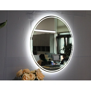 Mosmile Round Wall Hotel Acrylic Bathroom Mirror with LED
